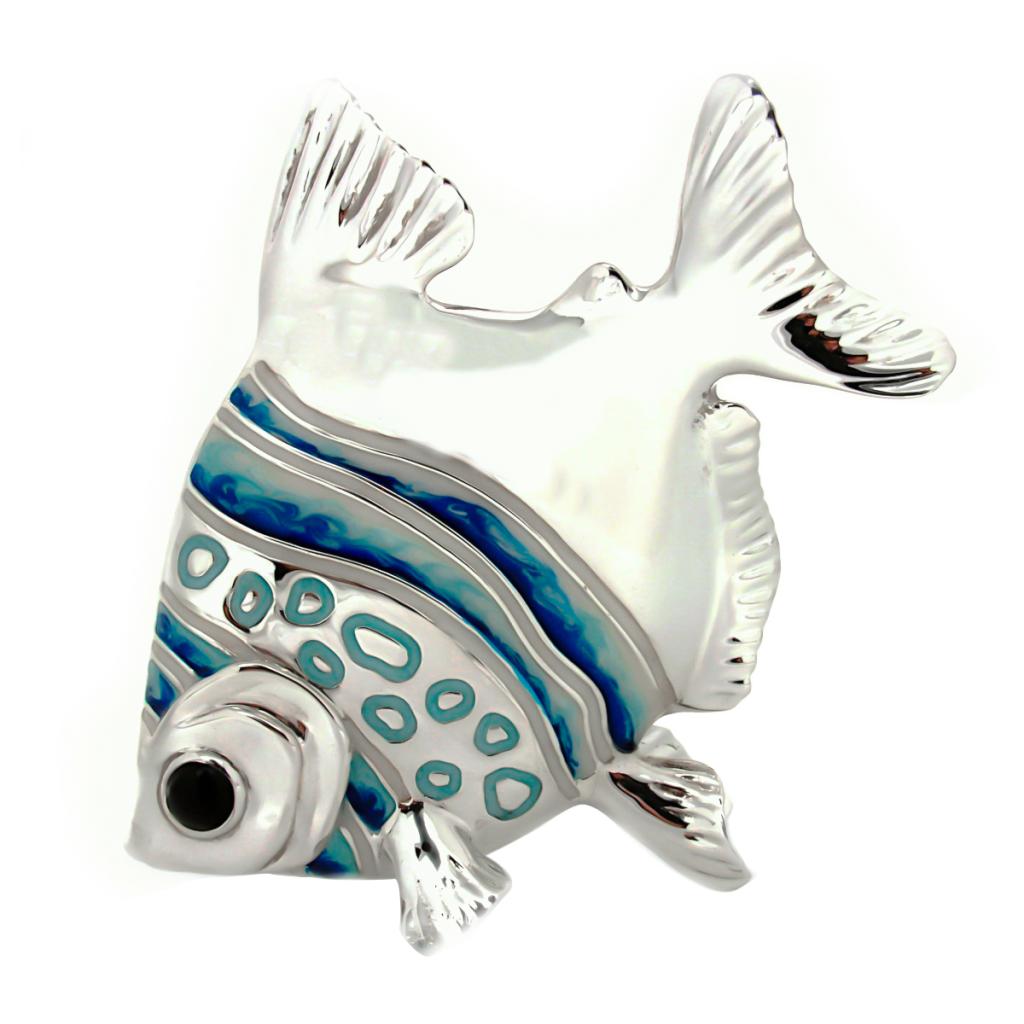 Big enameled fish silver ornament Saturno ST18 - SATURNO