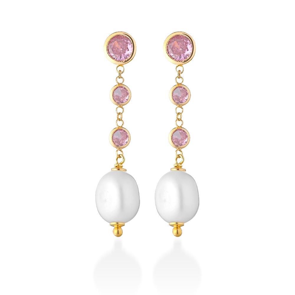 Glamor Earrings LGEA525.2 Silver Pearls Colored Gems - GLAMOUR