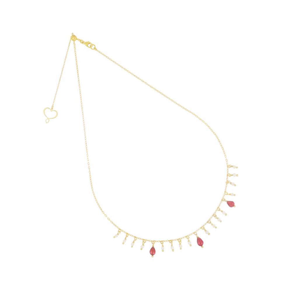 Maman et Sophie GHFRAMP3GR Red Garnet Spinel Fringed Choker - MAMAN ET SOPHIE