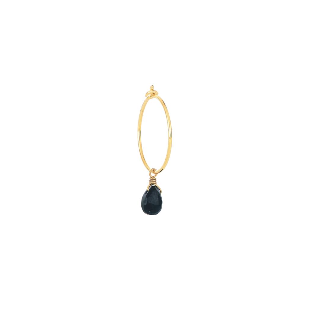 Maman et Sophie ORDRP91SP Black Spinel Drop Hoop Earring - MAMAN ET SOPHIE