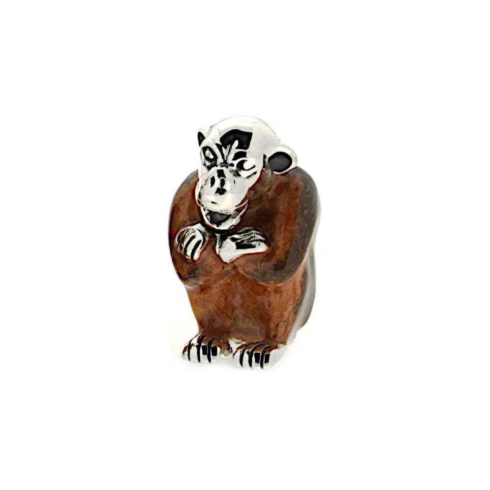 Enamelled sitting monkey silver ornament Saturno ST172-2 - SATURNO