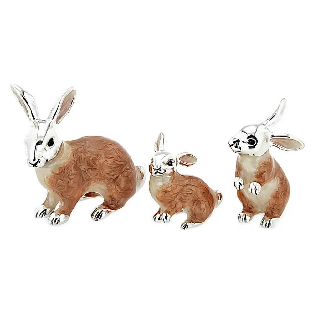 Family of 3 enamel rabbits ornament Saturno ST196 - SATURNO