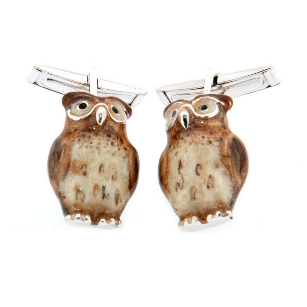 925 Silver Owl Cufflinks - Handmade - SATURNO