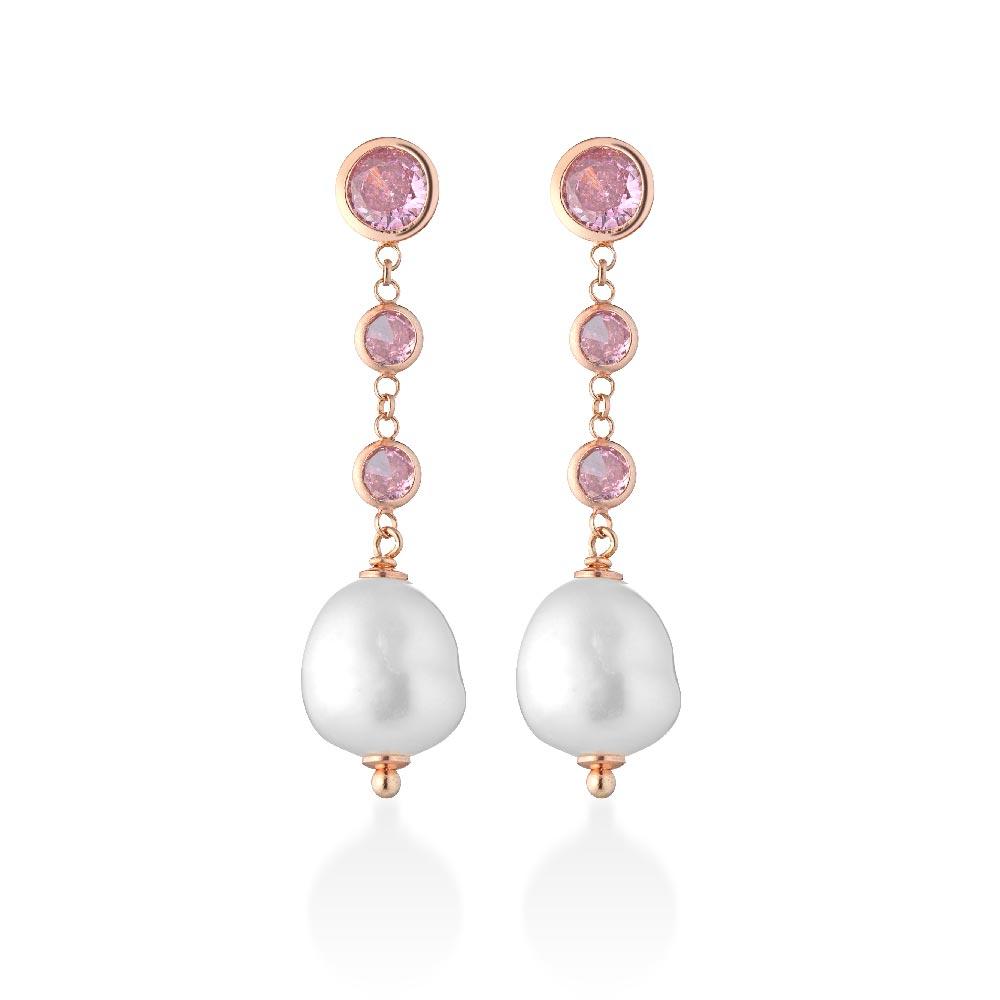 Glamor Earrings LGEA525.1 Silver Pearls Colored Gems - GLAMOUR