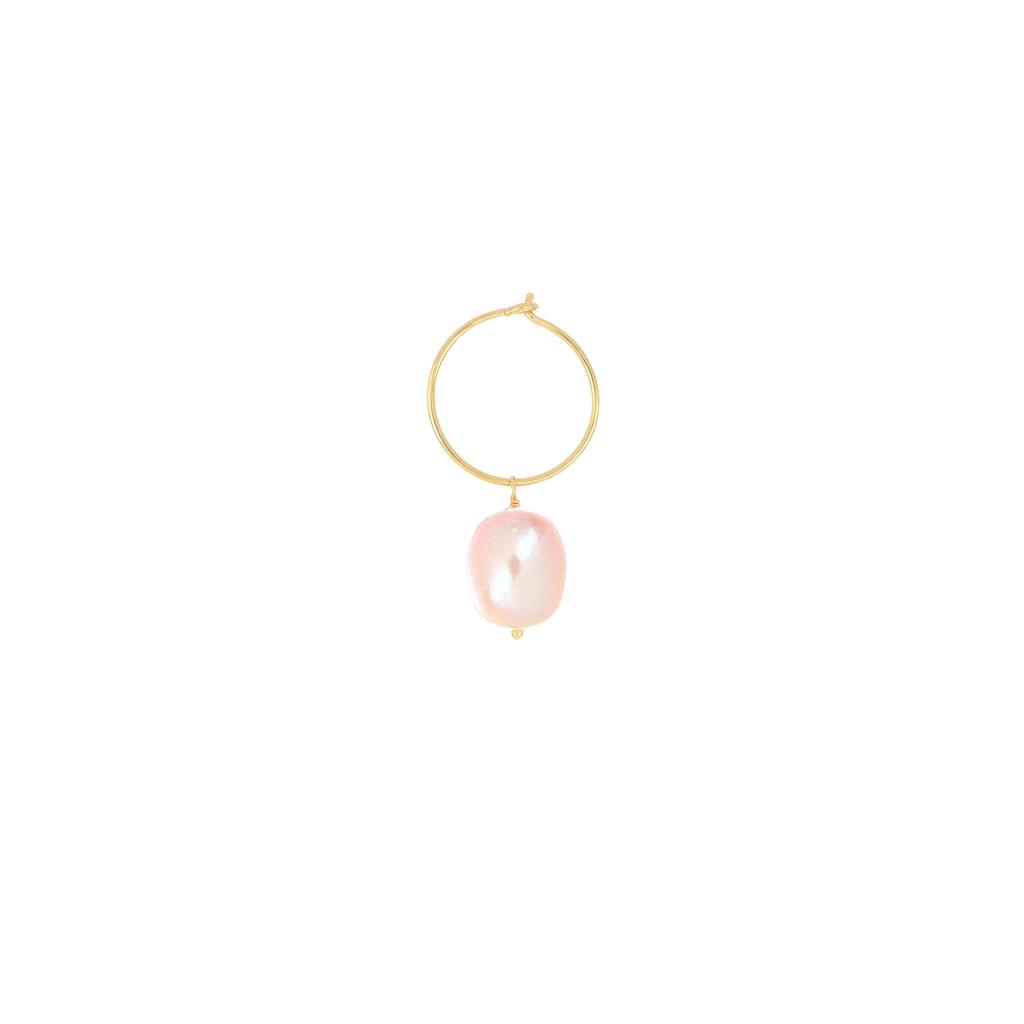 Maman et Sophie Oval Pink Pearl Hoop Earring ORPER91G - MAMAN ET SOPHIE