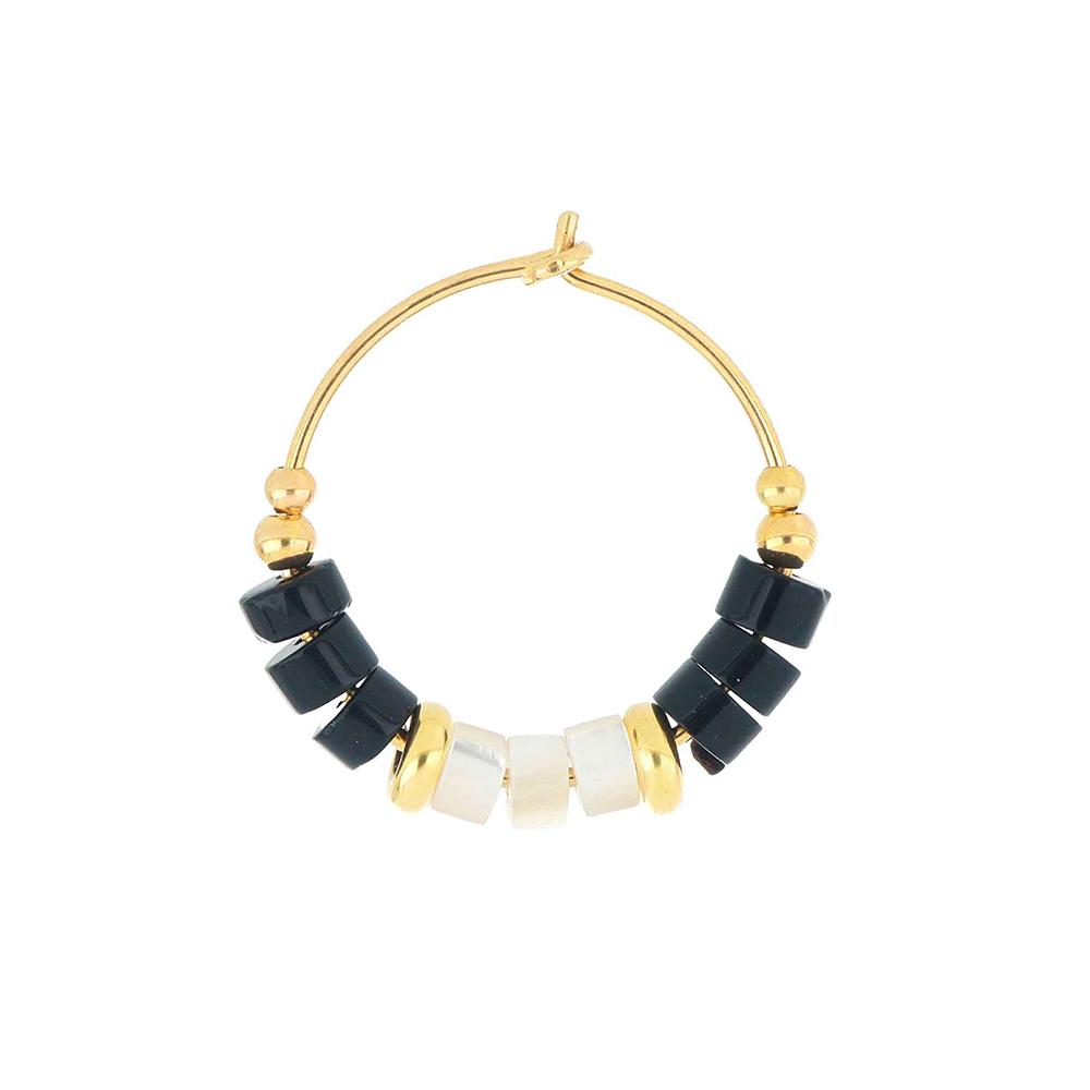 Mia Africa Black And White  Medium Hoop Earring - MAMAN ET SOPHIE