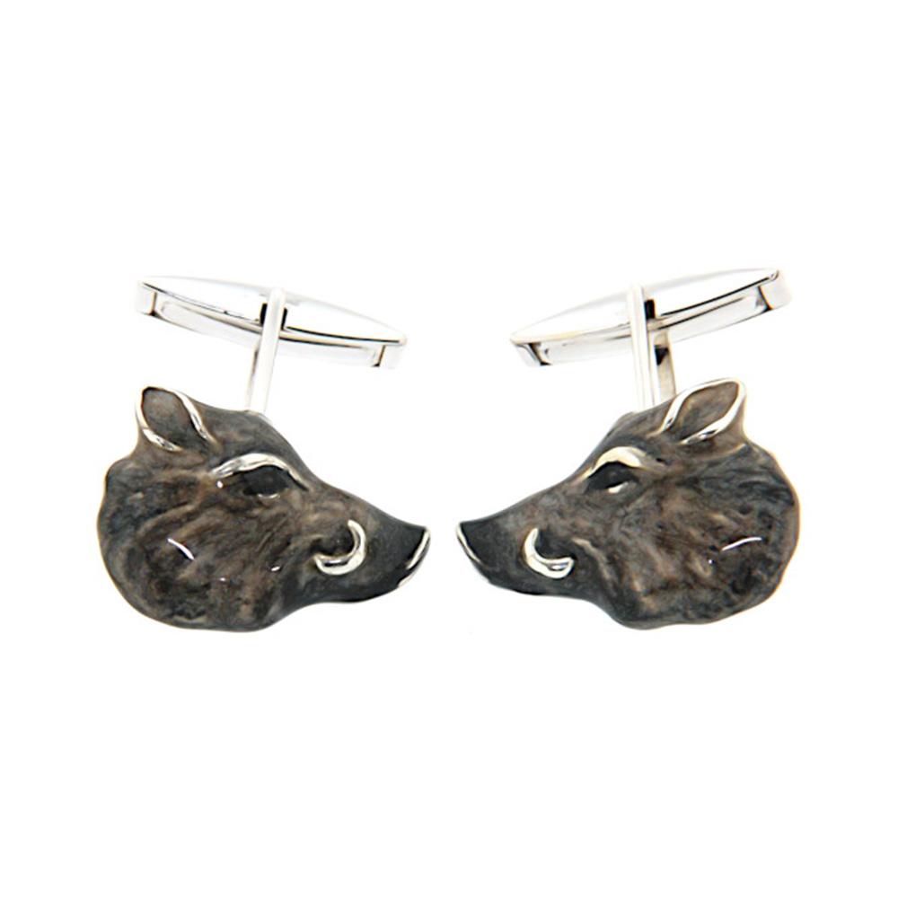 925 Silver Wild Boar Cufflinks - Handmade - SATURNO