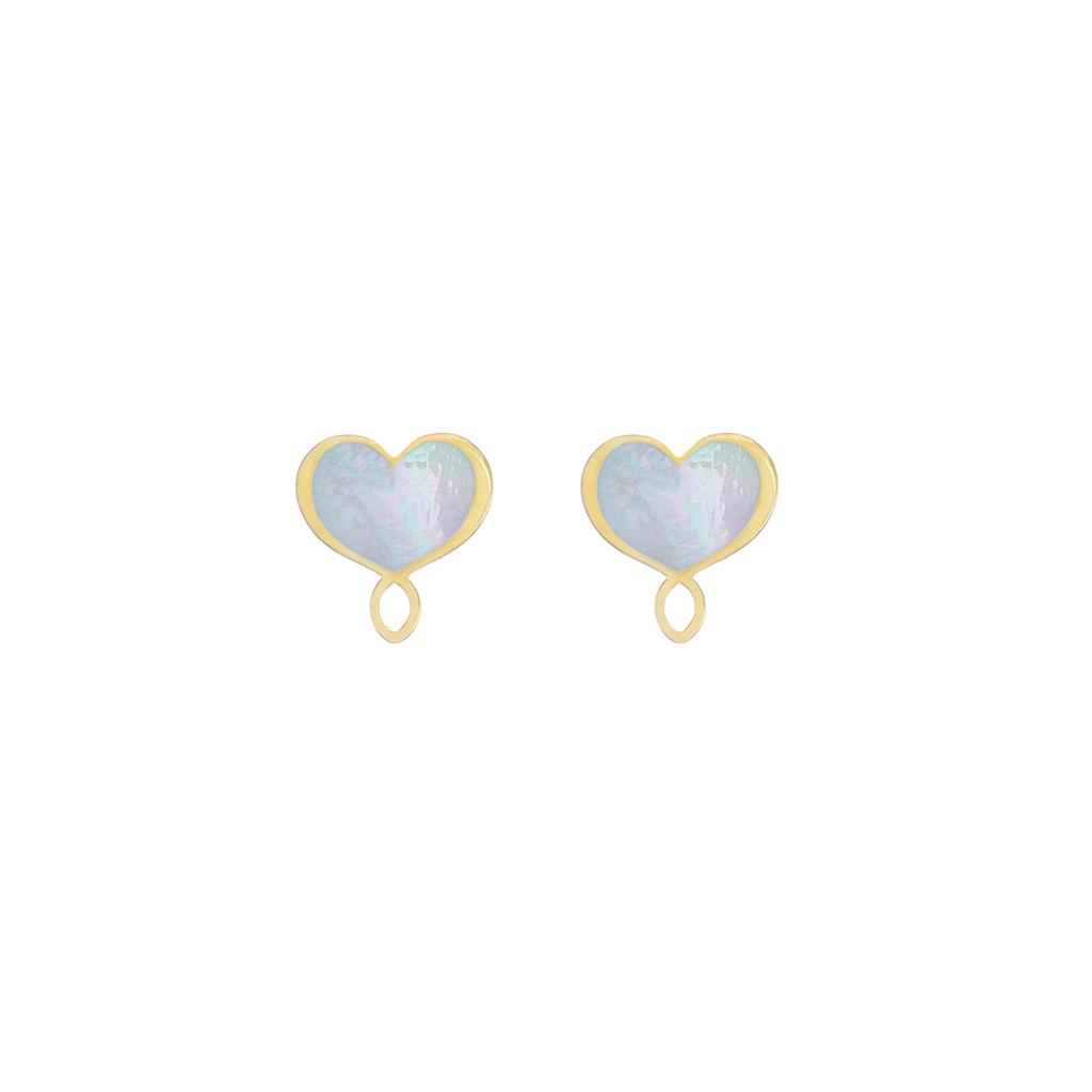 Earrings (pair) grey mother-of-pearl hearts Maman et Sophie ORMES42MPG - MAMAN ET SOPHIE