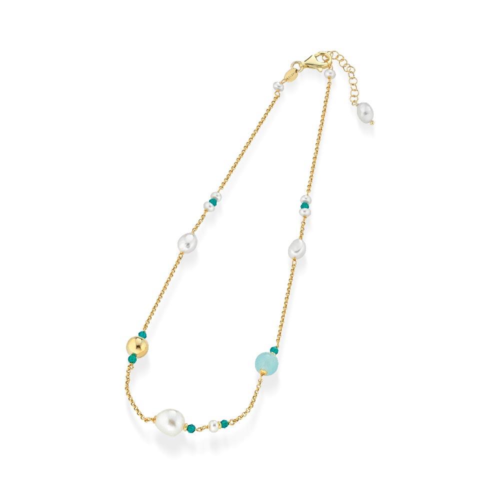 Collana Argento Perle Gemme Azzurre LGNK520.2 Glamour - GLAMOUR