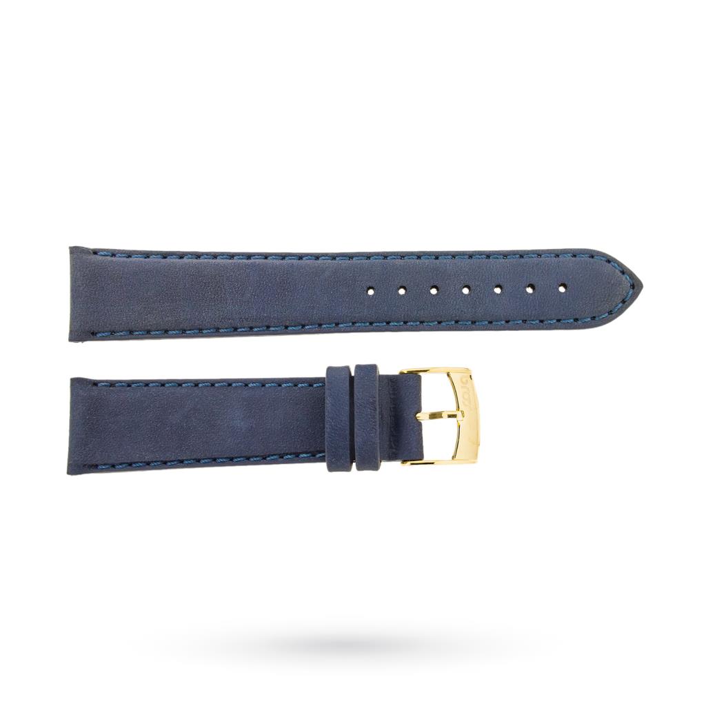 Blue brushed nubuck strap 20-18mm golden buckle - BROS