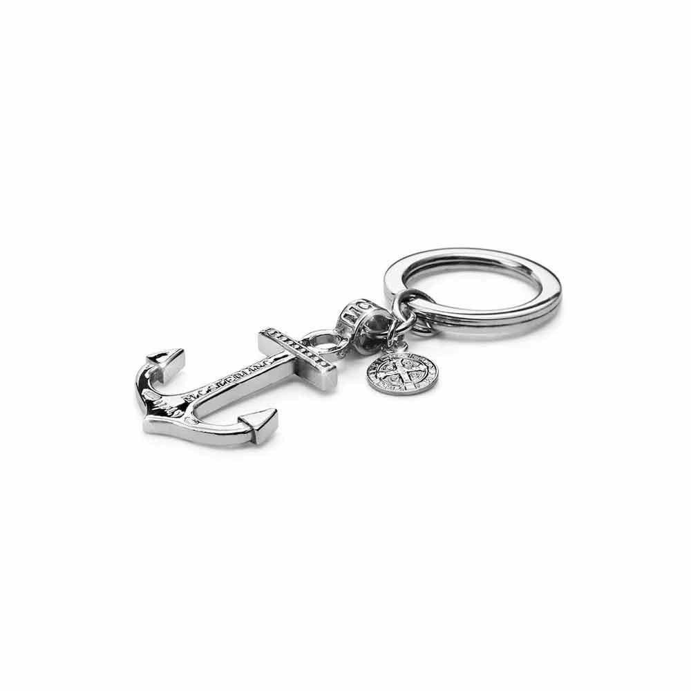 Neptune Keychain Anchor in silver and charm my saint - MARIA CRISTINA STERLING