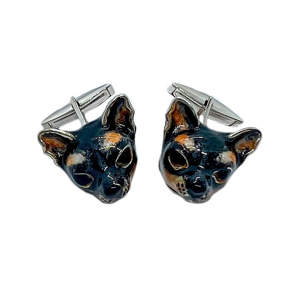 Chihuahua cufflinks in 925 silver - handmade - SATURNO