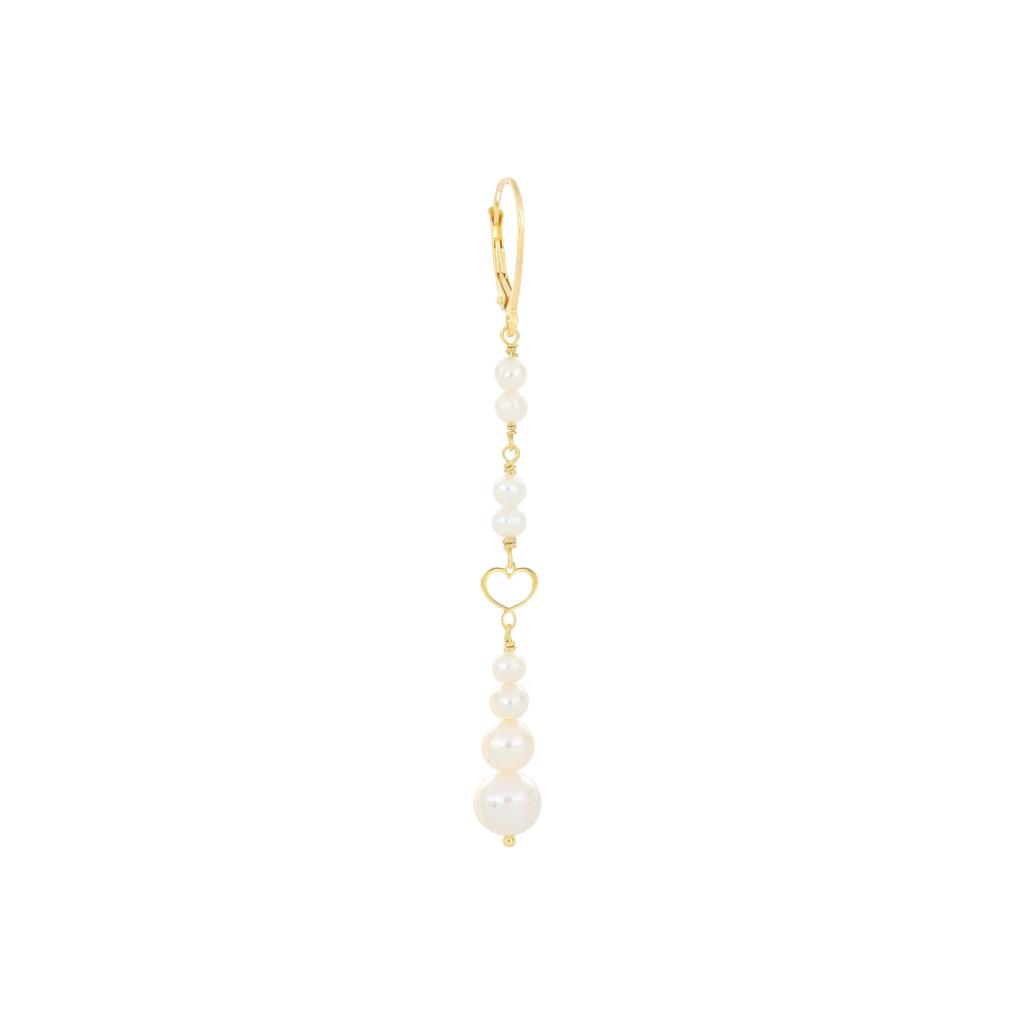 Maman et Sophie OROND1P8MS heart and pearl pendant earring - MAMAN ET SOPHIE