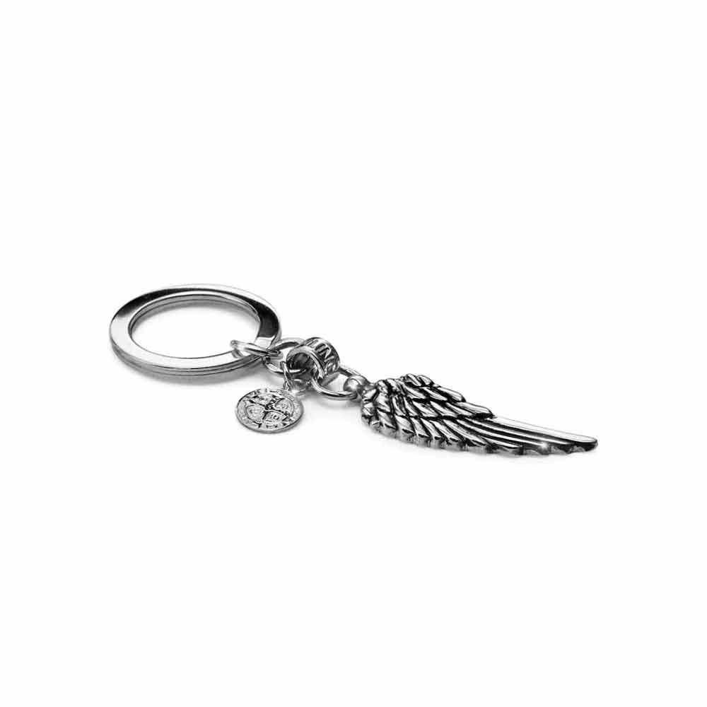 Nike Wing Keychain in Silver and My Saint Charm - MARIA CRISTINA STERLING