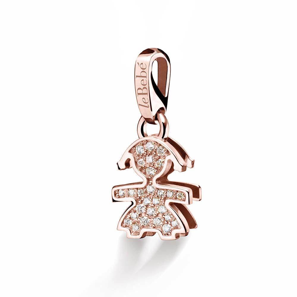 Ciondolo LeBebe LBB454 sagoma bimba oro rosa 18kt - LE BEBE