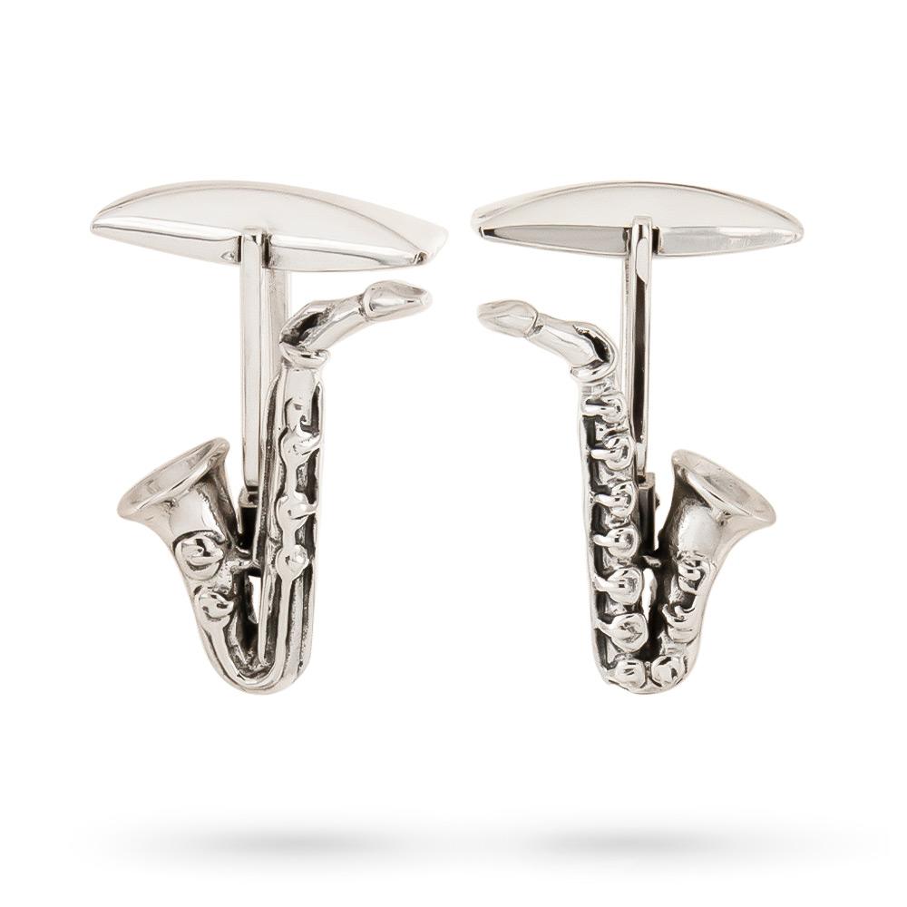 Saxophone Sax shirt cufflinks in silver - SATURNO