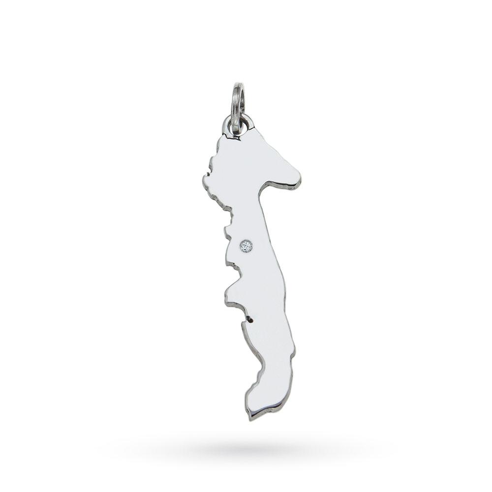 Puglia region pendant 925 silver and diamond - CICALA