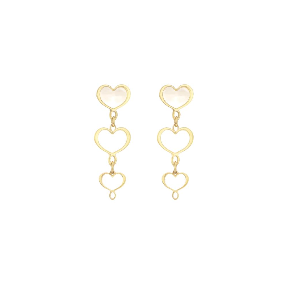 Earrings (pair) white enamel hearts Maman et Sophie ORMAM42GI - MAMAN ET SOPHIE