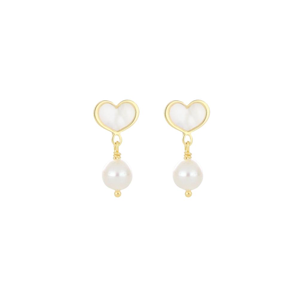 Earrings (pair) heart and pearl pendant Maman et Sophie OROND4PPN - MAMAN ET SOPHIE