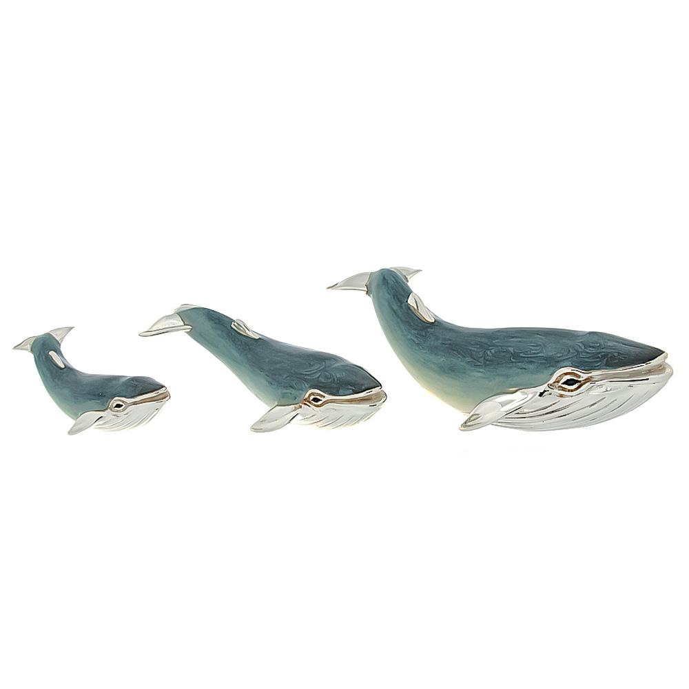 Trio of enameled whales silver ornament Saturno ST157 - SATURNO