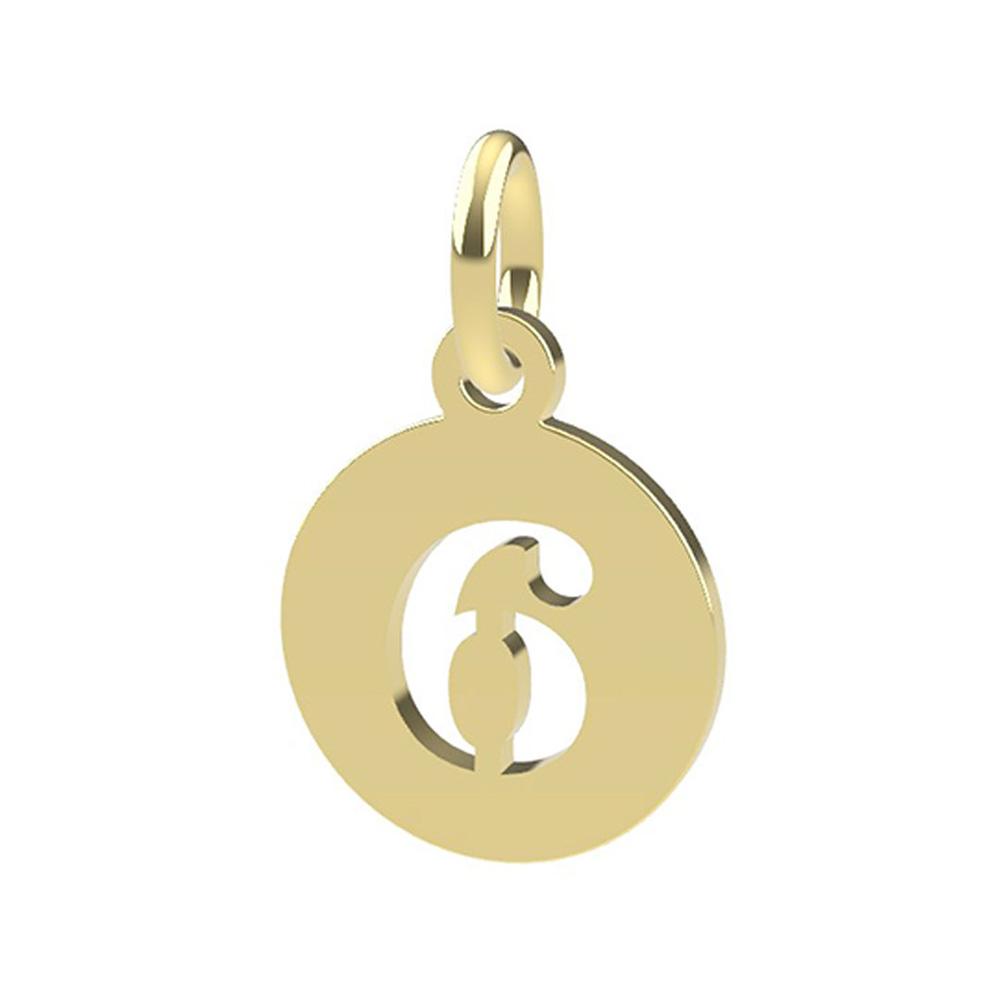 18kt yellow gold Number 6 pendant - DEDIE