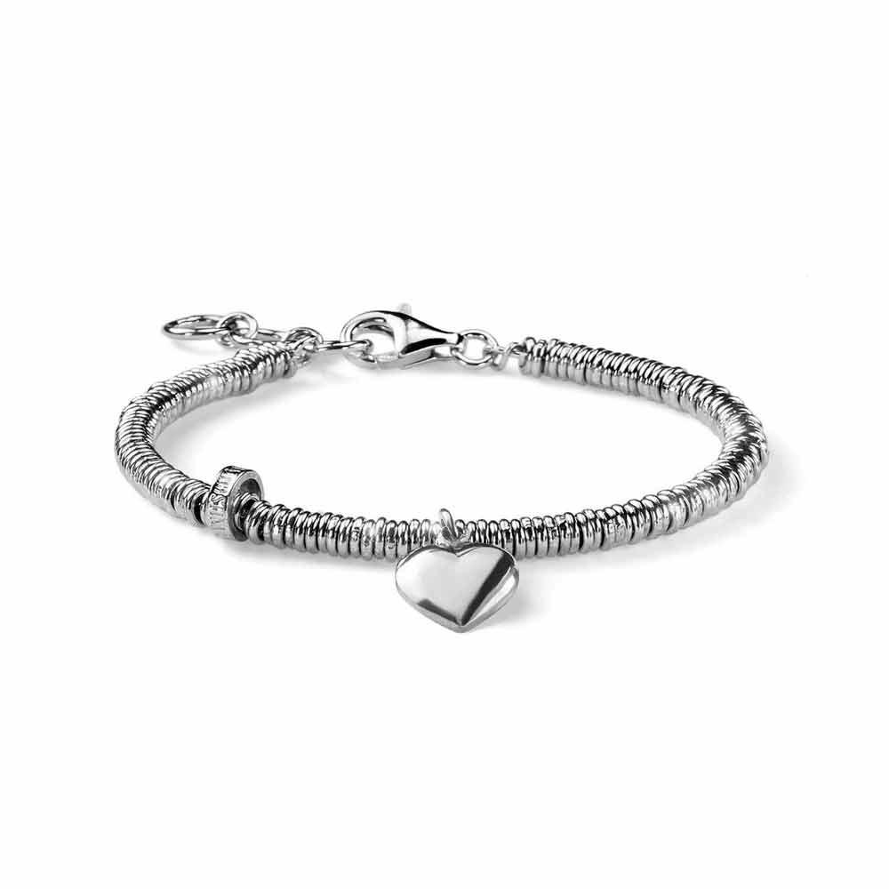 Bracciale donna Snake argento ciondolo cuore 16+3 cm - MARIA CRISTINA STERLING