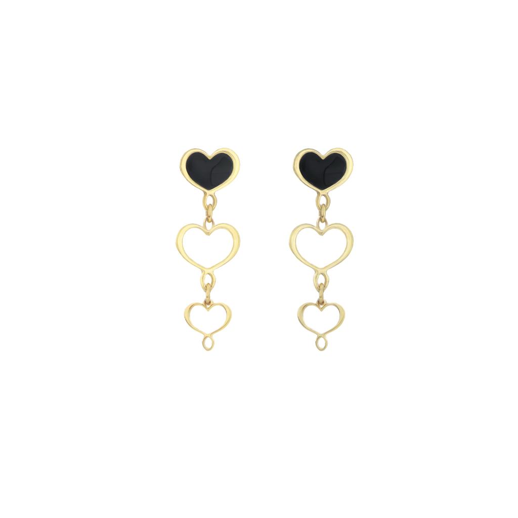 Earrings (pair) black enamel hearts Maman et Sophie ORMAM422GI - MAMAN ET SOPHIE