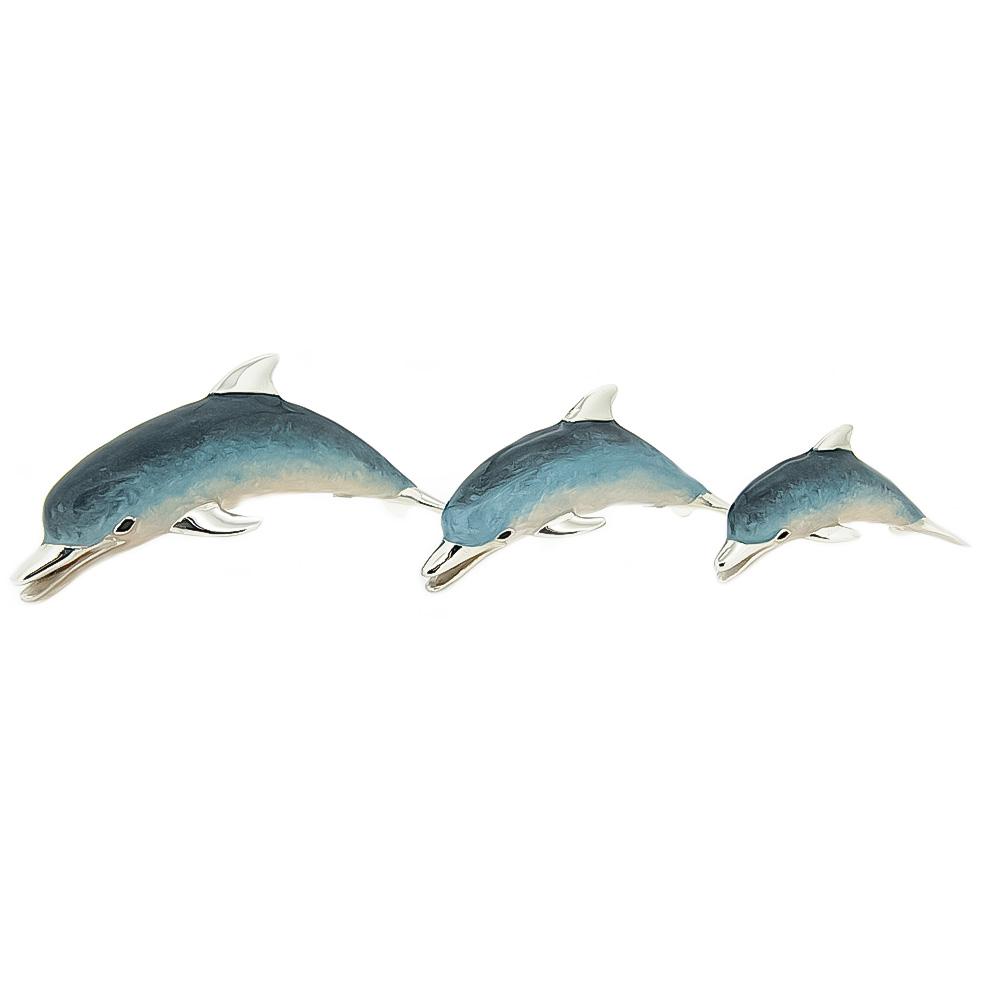 Trio of enameled dolphins silver ornament Saturno ST158 - SATURNO