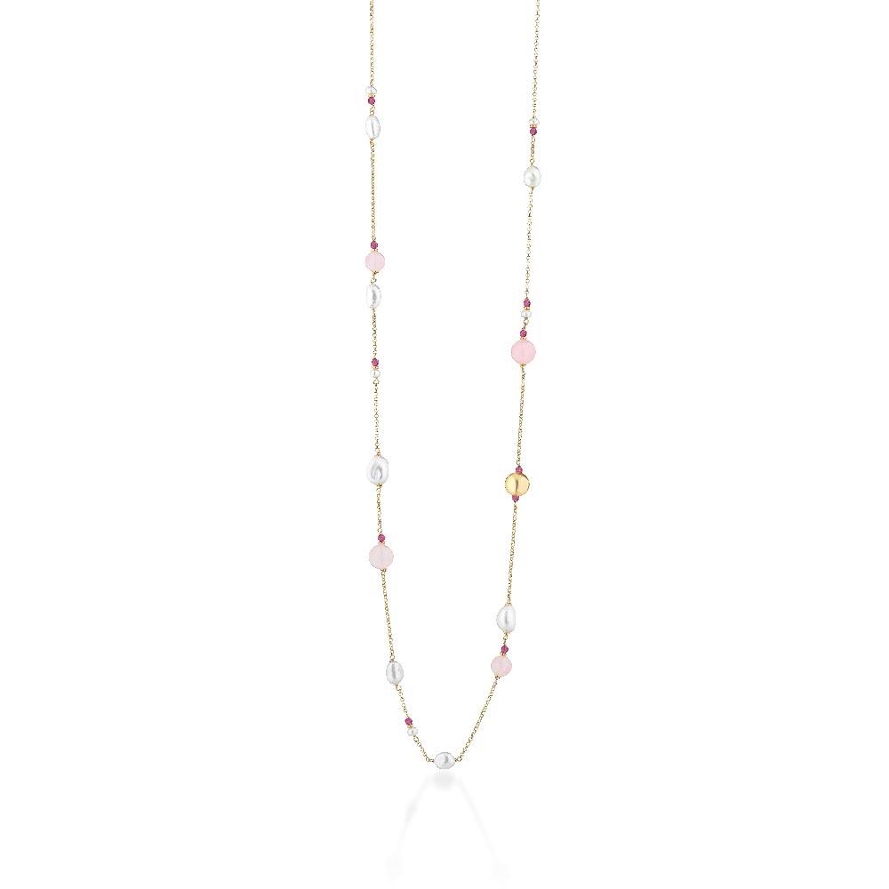 Collana Argento Perle Gemme Rosa LGNK519.2 Glamour - GLAMOUR