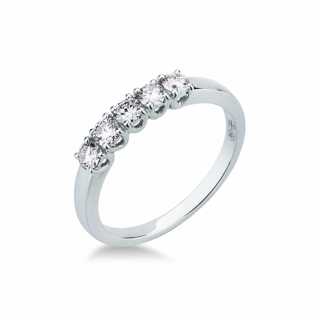 White Gold Riviera Ring with 5 Diamonds Mirco Visconti - MIRCO VISCONTI