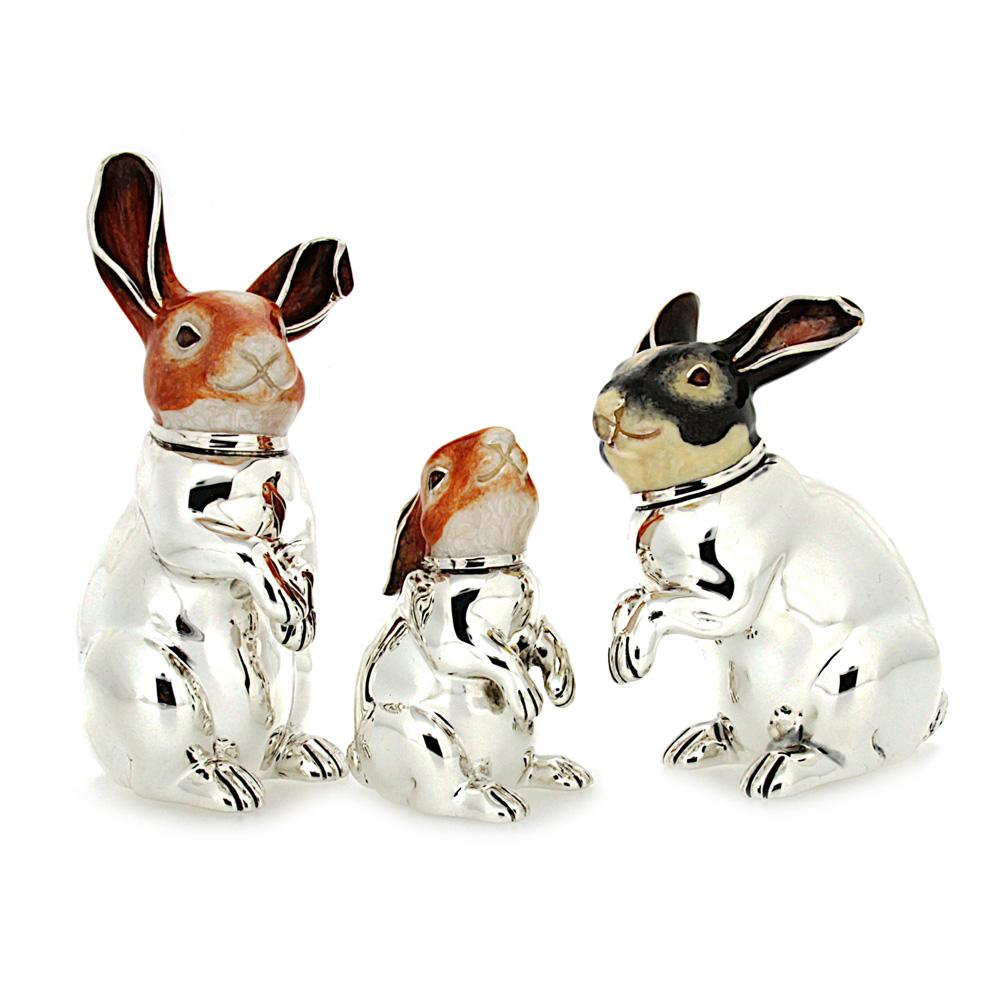 Enamelled Rabbit Trio silver ornament Saturno ST131 - SATURNO