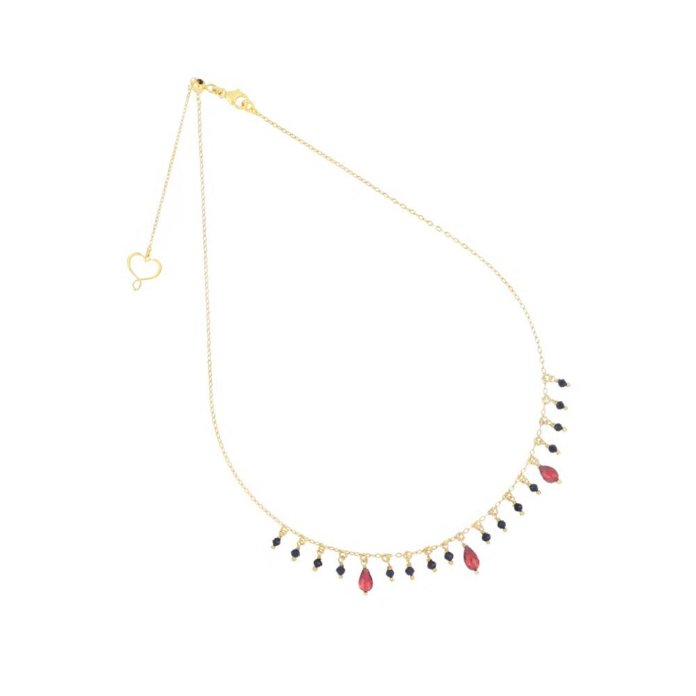 Maman et Sophie GHFRASP3GR Red Garnet Spinel Fringed Choker - MAMAN ET SOPHIE