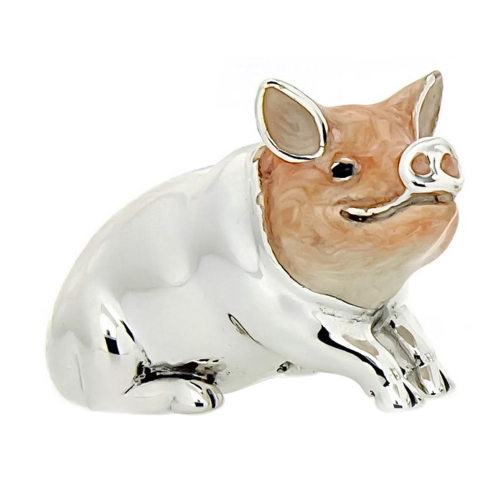 Big pig silver ornament Saturno ST153-1 - SATURNO