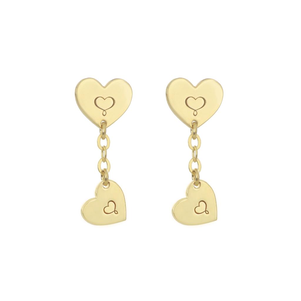 Earrings (pair) 2 heart plates logo Maman et Sophie ORARC422 - MAMAN ET SOPHIE