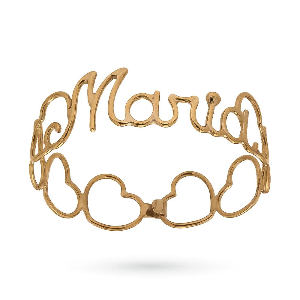 Bracciale rigido con nome Maria in oro giallo 18kt - LUSSO ITALIANO