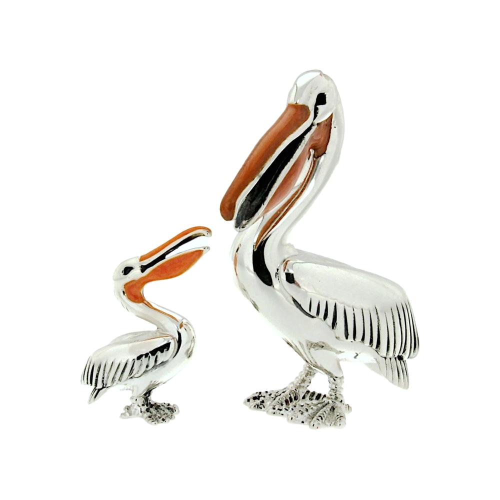 Pair of pelicans with enameled beaks ornament Saturno ST23 - SATURNO