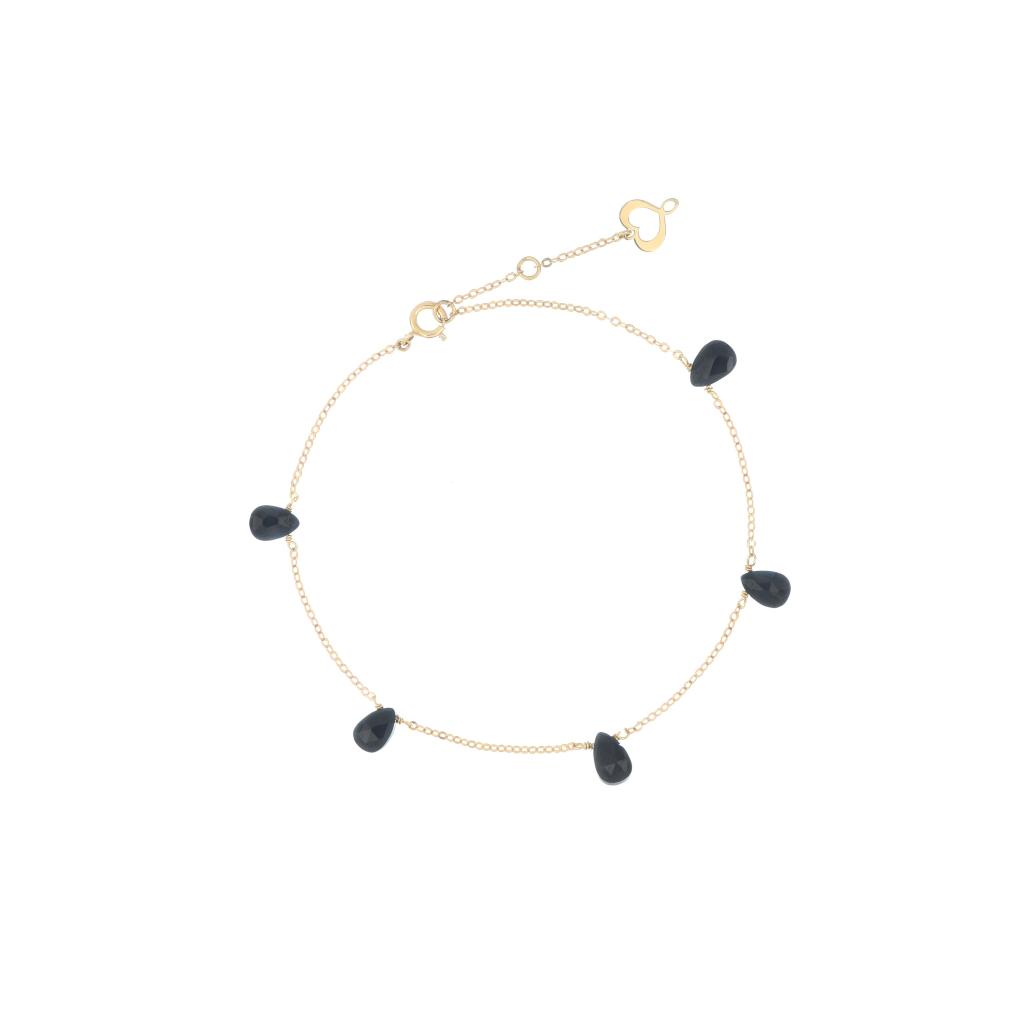 Bracelet 5 drops of black spinels Maman et Sophie BRDRP5SP - MAMAN ET SOPHIE