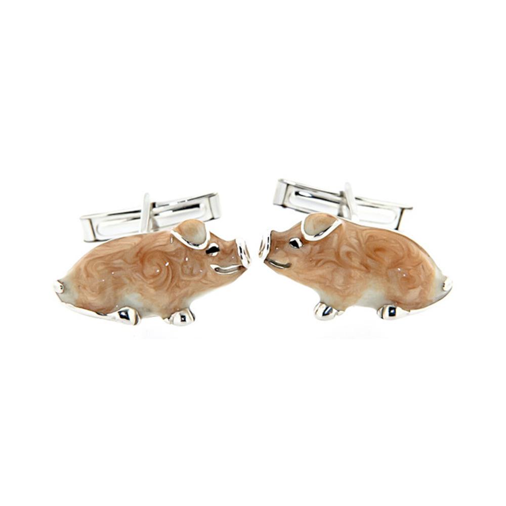 925 Silver Pig Cufflinks - Handmade - SATURNO