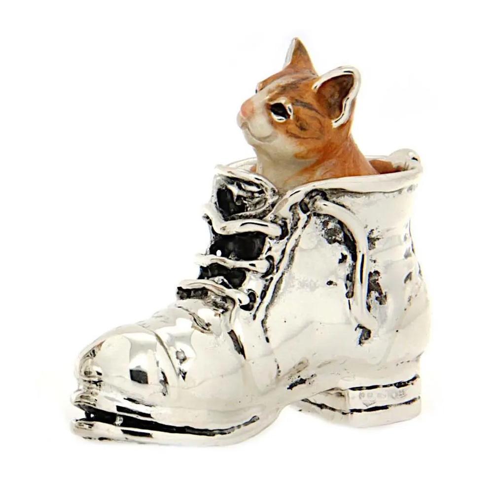 Kitten in the boot silver ornament Saturno ST185-2 - SATURNO