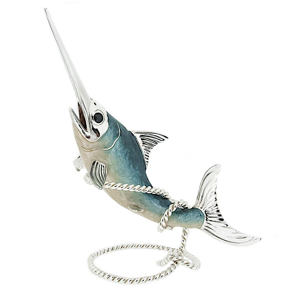 Swordfish on enameled string silver ornament Saturno ST162 - SATURNO