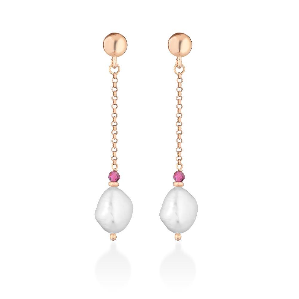 Glamor Earrings LGEA521.1 Silver Pearls Colored Gems - GLAMOUR