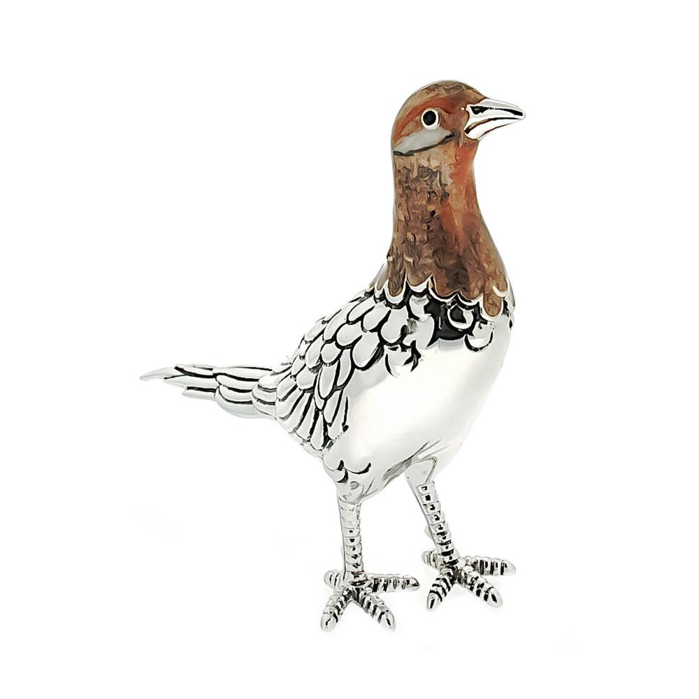 Enamelled Pheasant silver ornament Saturno ST130 - SATURNO