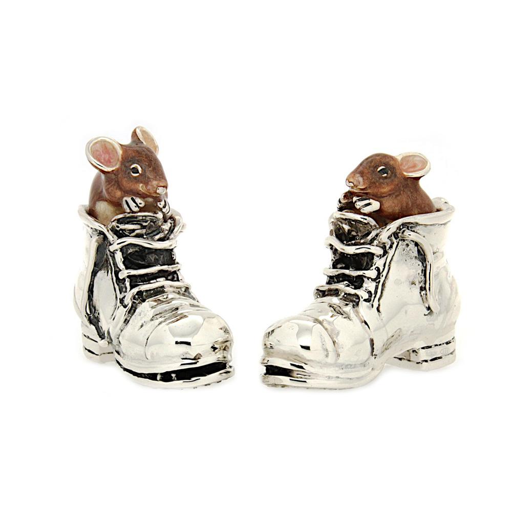 Enamelled mice in boots silver ornament Saturno ST184 - SATURNO