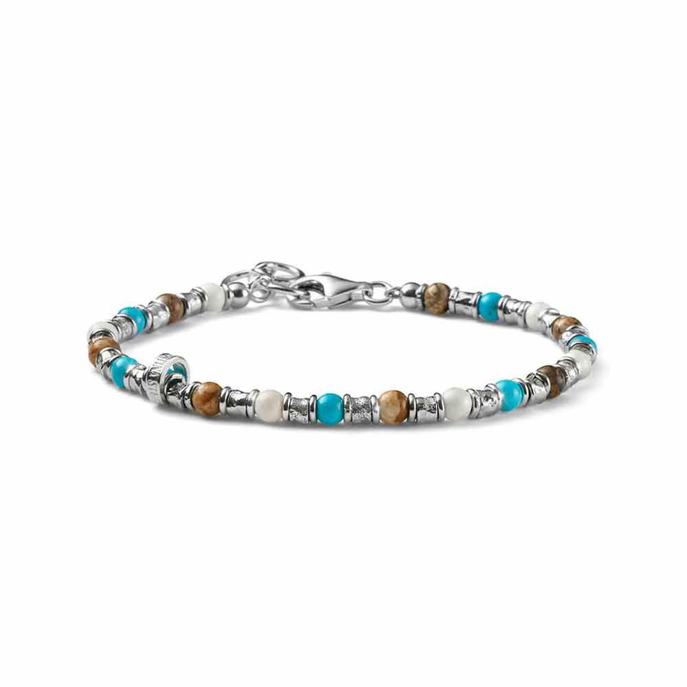 Men's bracelet Snake aulite and paesina in silver 19+3 cm - MARIA CRISTINA STERLING