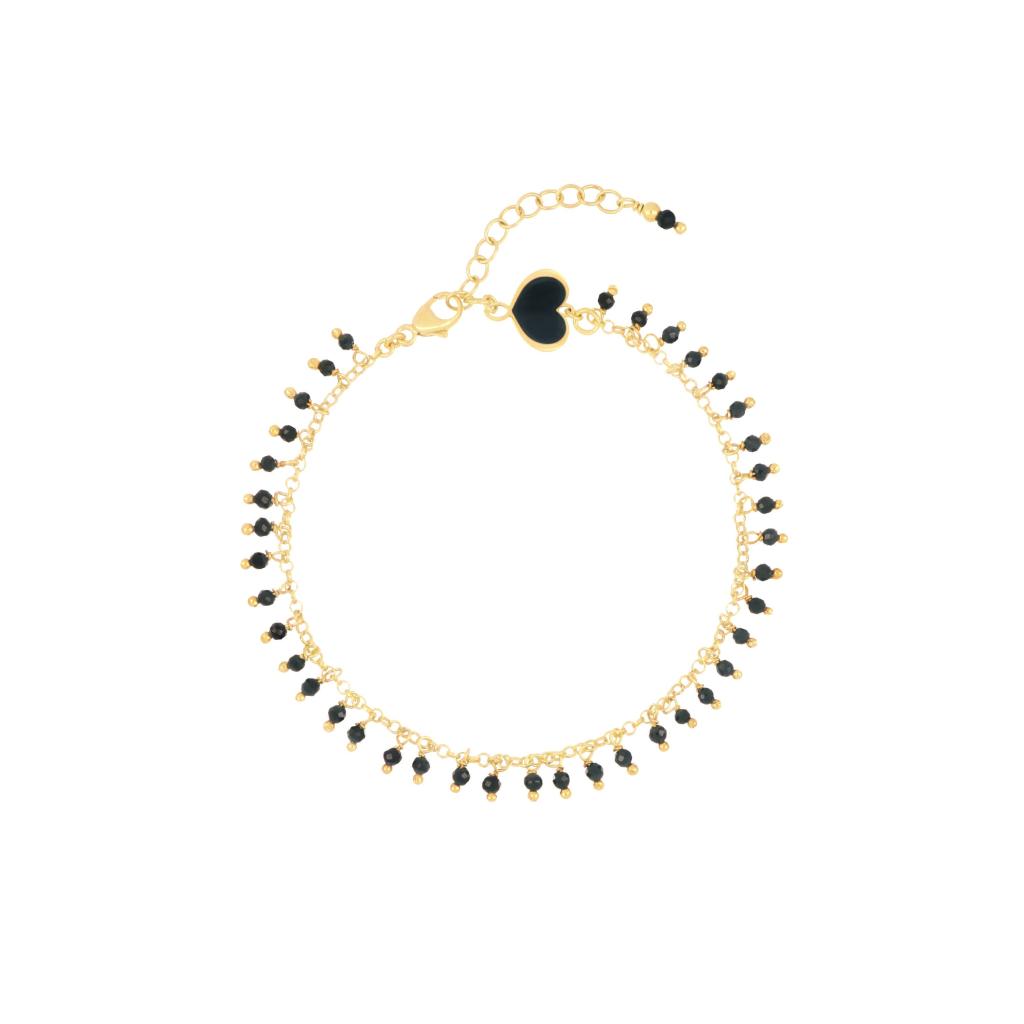 Maman et Sophie BRFRASP15 Black Spinel and Heart Fringe Bracelet - MAMAN ET SOPHIE