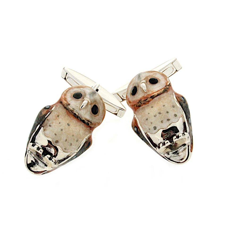 Barn Owl Cufflinks in 925 Silver - Handmade - SATURNO