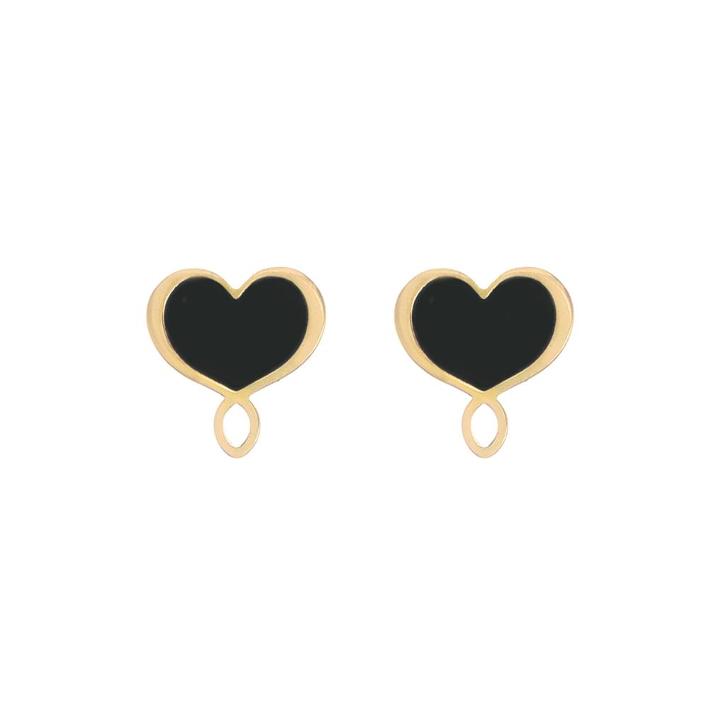 Earrings (pair) black enamel hearts Maman et Sophie ORMES42GI - MAMAN ET SOPHIE