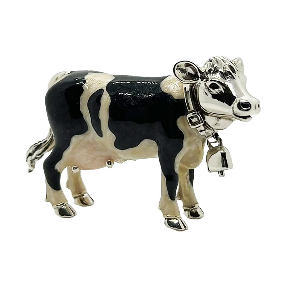 Enamelled medium cow silver ornament Saturno ST108-2 - SATURNO