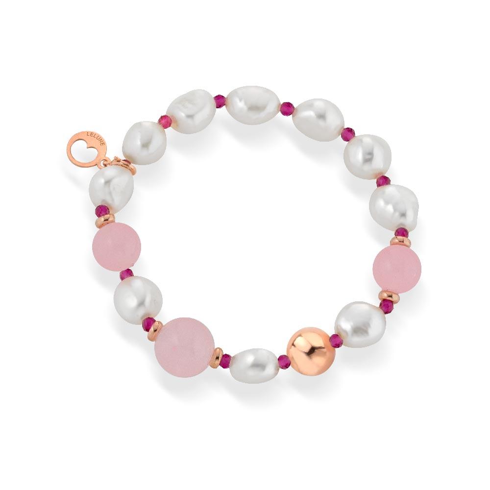 Glamour Bracelet LGBR533 Silver Colored Gemstone Pearls - GLAMOUR