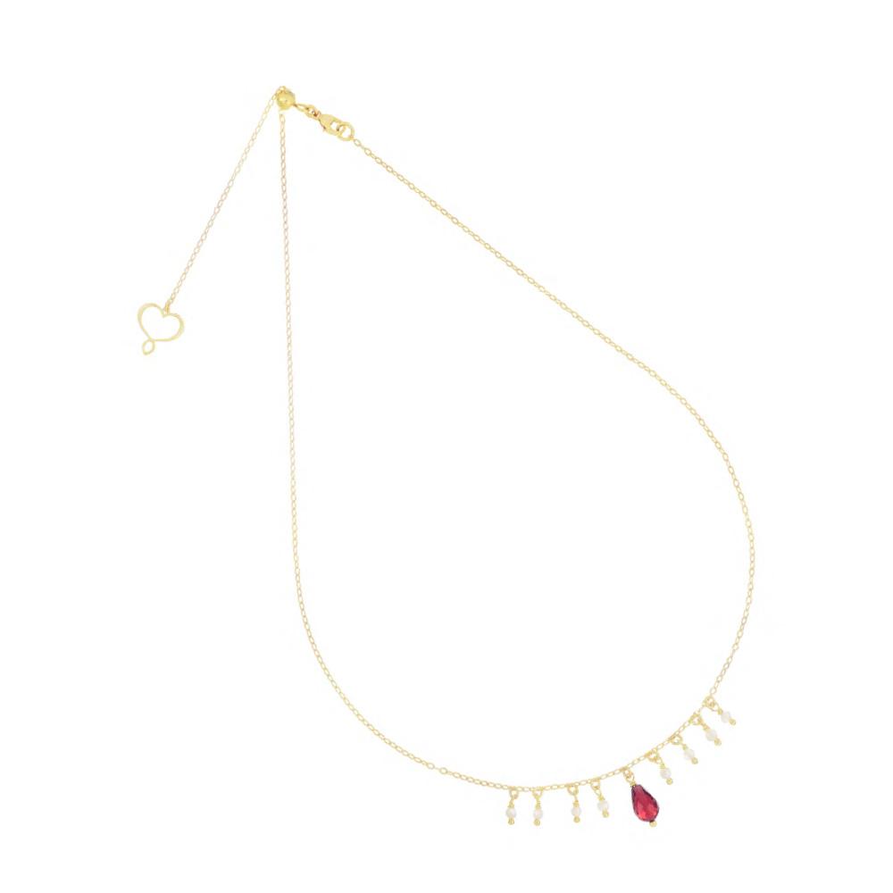 Maman et Sophie GHFRAMP1GR Pearl Fringes Choker 1 Red Garnet - MAMAN ET SOPHIE